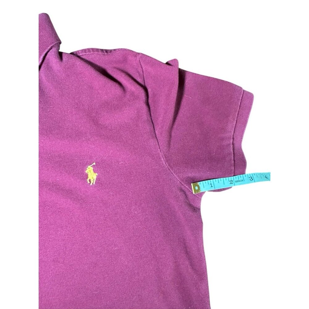 Polo Ralph Lauren Collared Shirt Burgundy Yellow Pony Mens Medium Wine Color - Picture 6 of 7